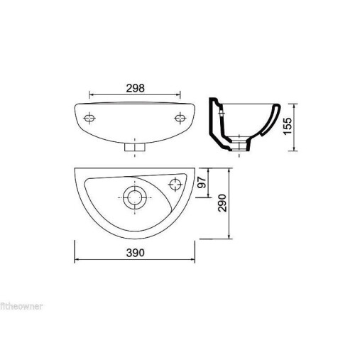 Compact Bathroom Cloakroom Basin Sink Wall Hung with Fixings 2