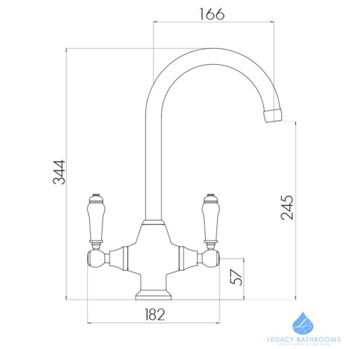 Chrome Monobloc Mixer Tap | Ceramic Twin Lever Kitchen Tap 2