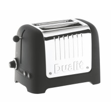 Dualit 2 Slice Lite Toaster Black 26205 - Velvet Finish, 36mm Wide Slots, Defrost, Bagel & High Lift