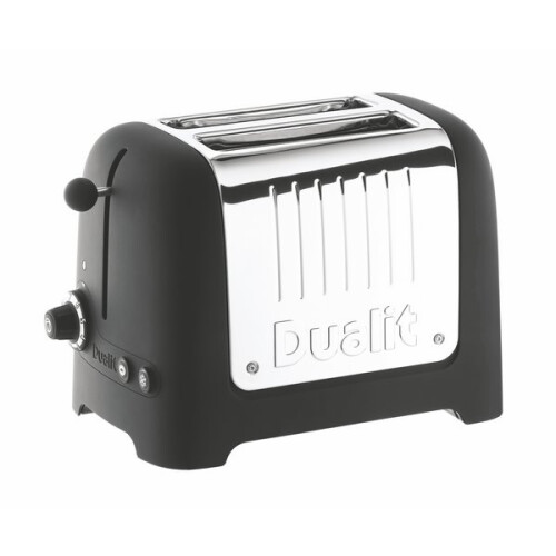 Dualit Dualit 2 Slice Lite Toaster Black 26205 - Velvet Finish, 36mm Wide Slots, Defrost, Bagel & High Lift