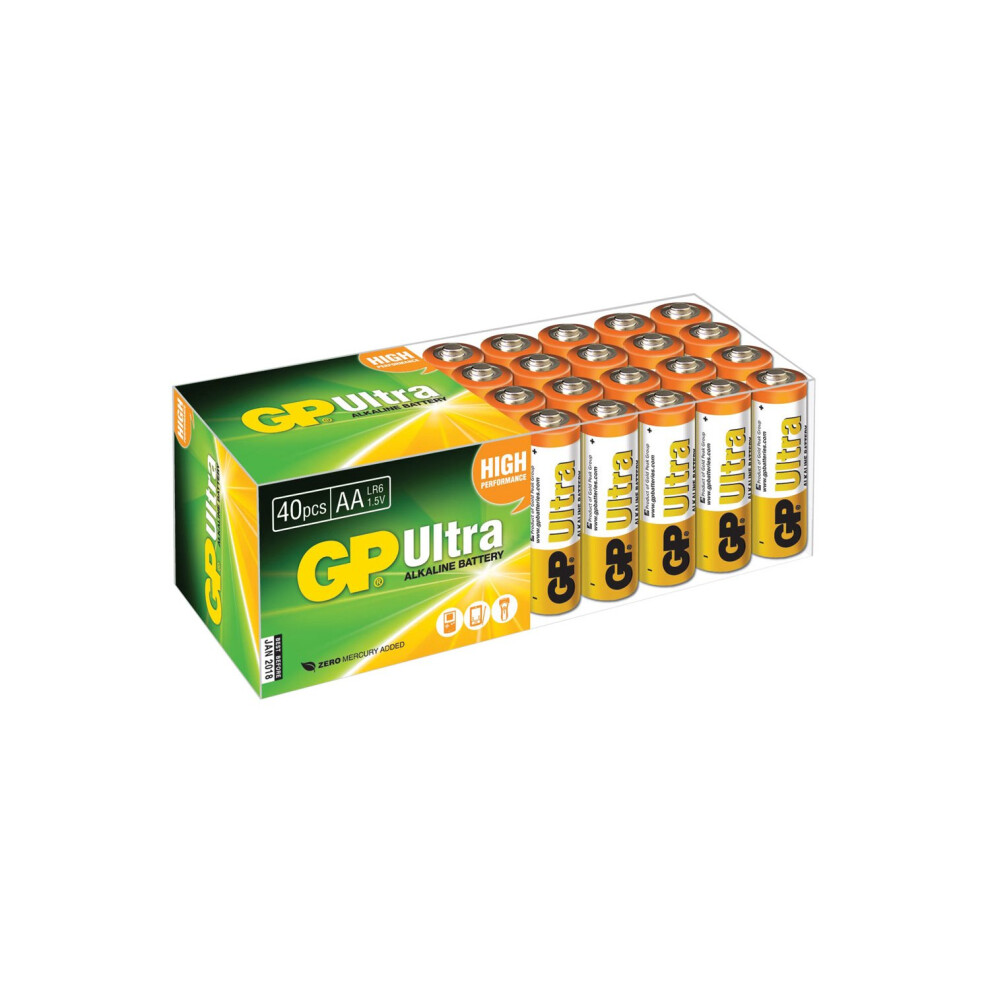 40x GP AA Ultra Alkaline LR06, MN1500, 15A & AM3 Long Life Batteries