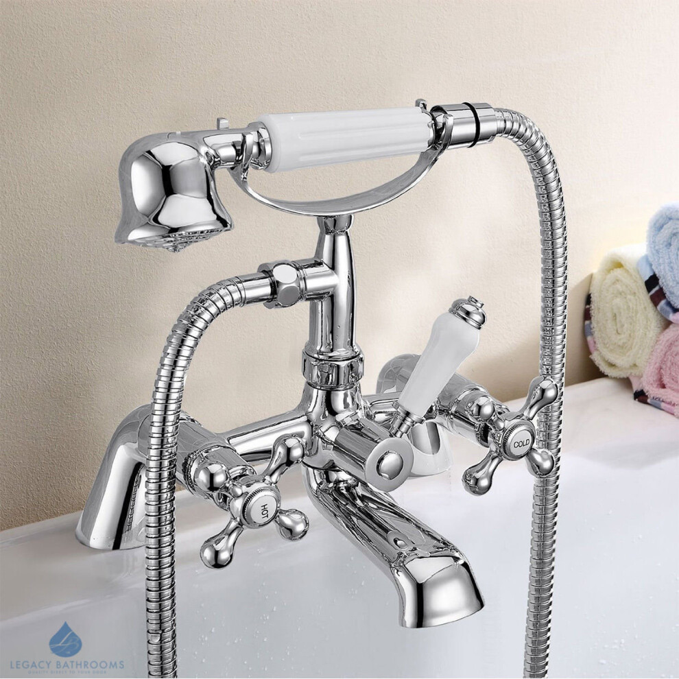 Bath Tap Bathroom Shower Mixer Traditional Cross Head Style