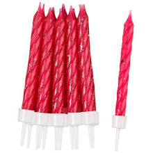 Pink Giitter Candles with Holders - /10