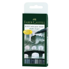 (Shades of Grey) Faber-Castell - PITT Artist Pen Brush Wallet of 6