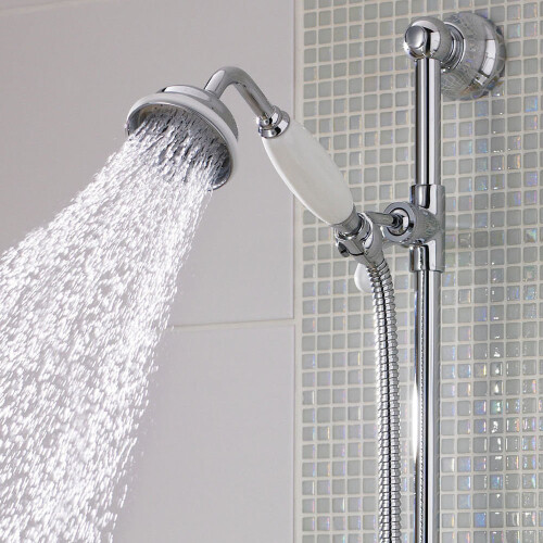 Traditional Victorian Shower Head Handset Ceramic Handle 2
