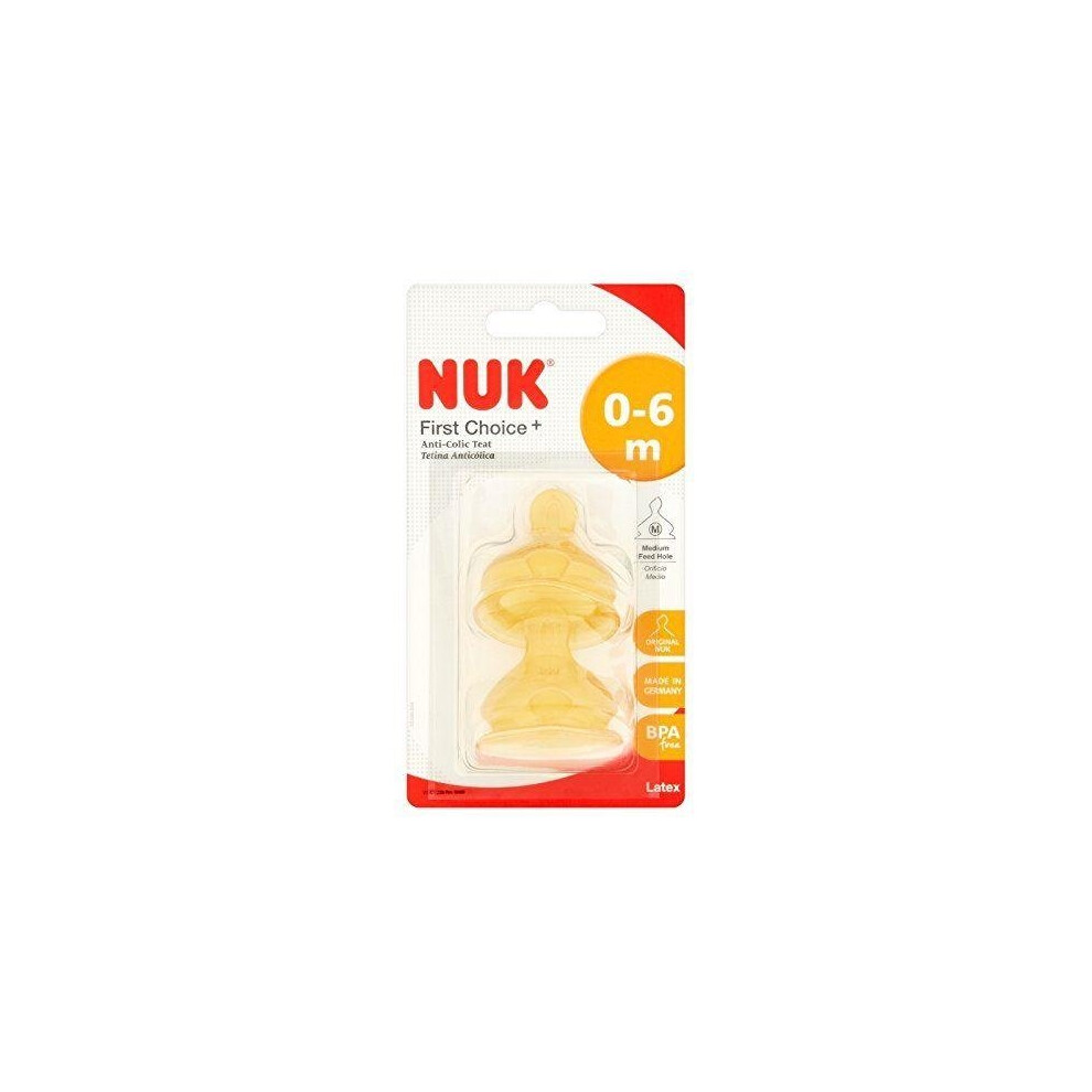 NUK First Choice+ Size 1 Latex Teats - Medium 0-6 Months 2 Pack