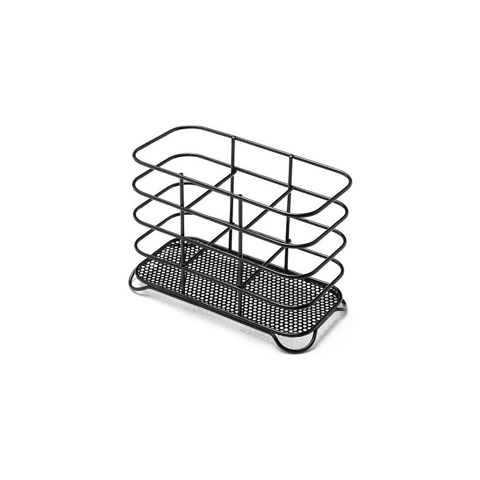 Addis Deluxe Steel 3 Section Wire Cutlery Holder & Drainer Black Gloss