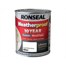 Ronseal 10 Year Weatherproof Exterior Wood Paint 750ml - GLOSS Pure Brilliant White