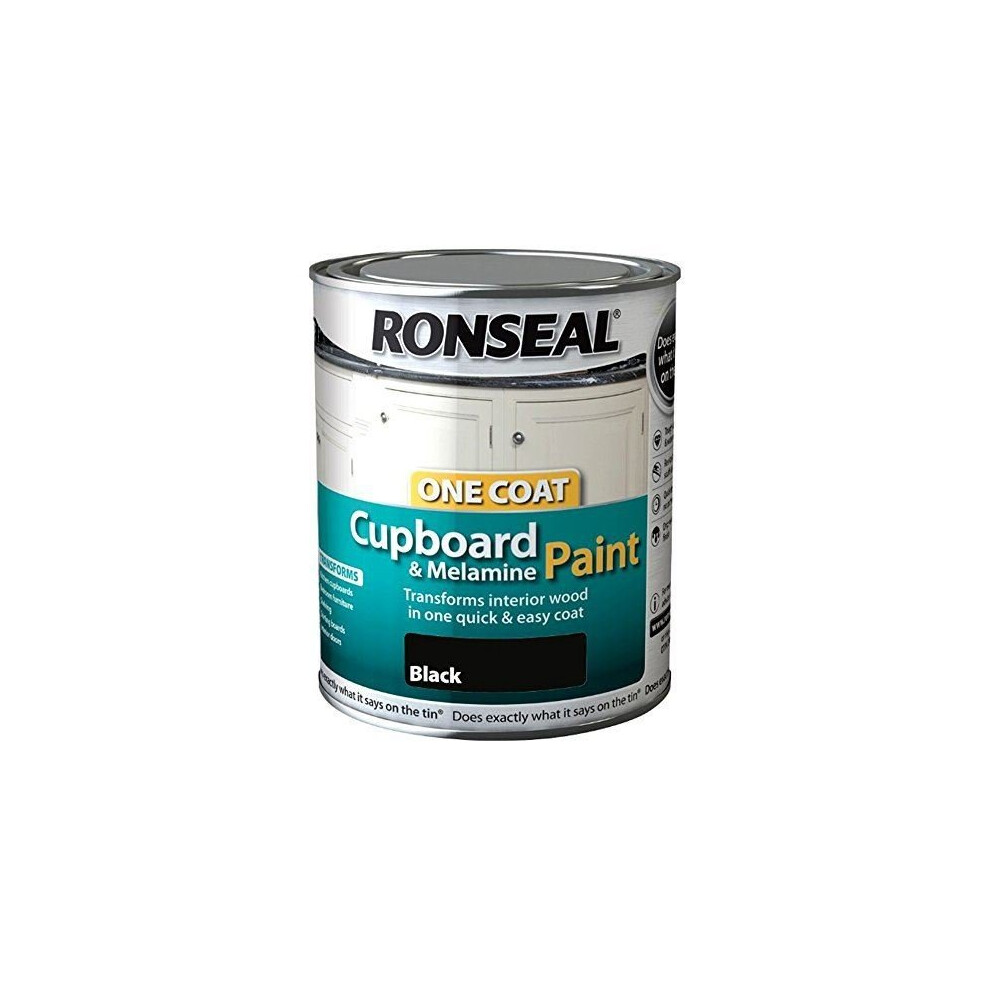 Ronseal One Coat Cupboard Melamine & MDF Paint 750ml -HIGH GLOSS Black