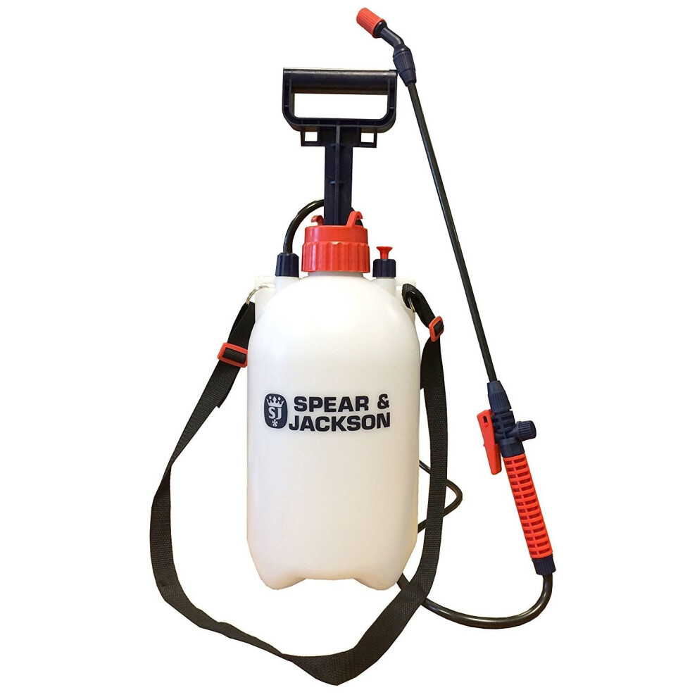 Spear & Jackson 5L Pump Action Pressure Sprayer 5LPAPS - 560mm wand, 1.3m hose, adjustable nozzle, lockable trigger