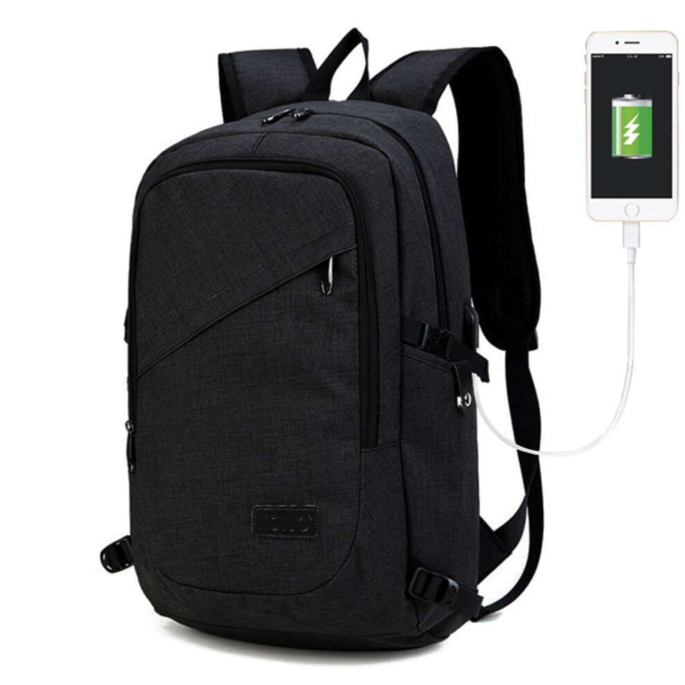 (Black) 21L Business Laptop Backpack with USB Charging Port 15.6" Notebook College Travel School Bag