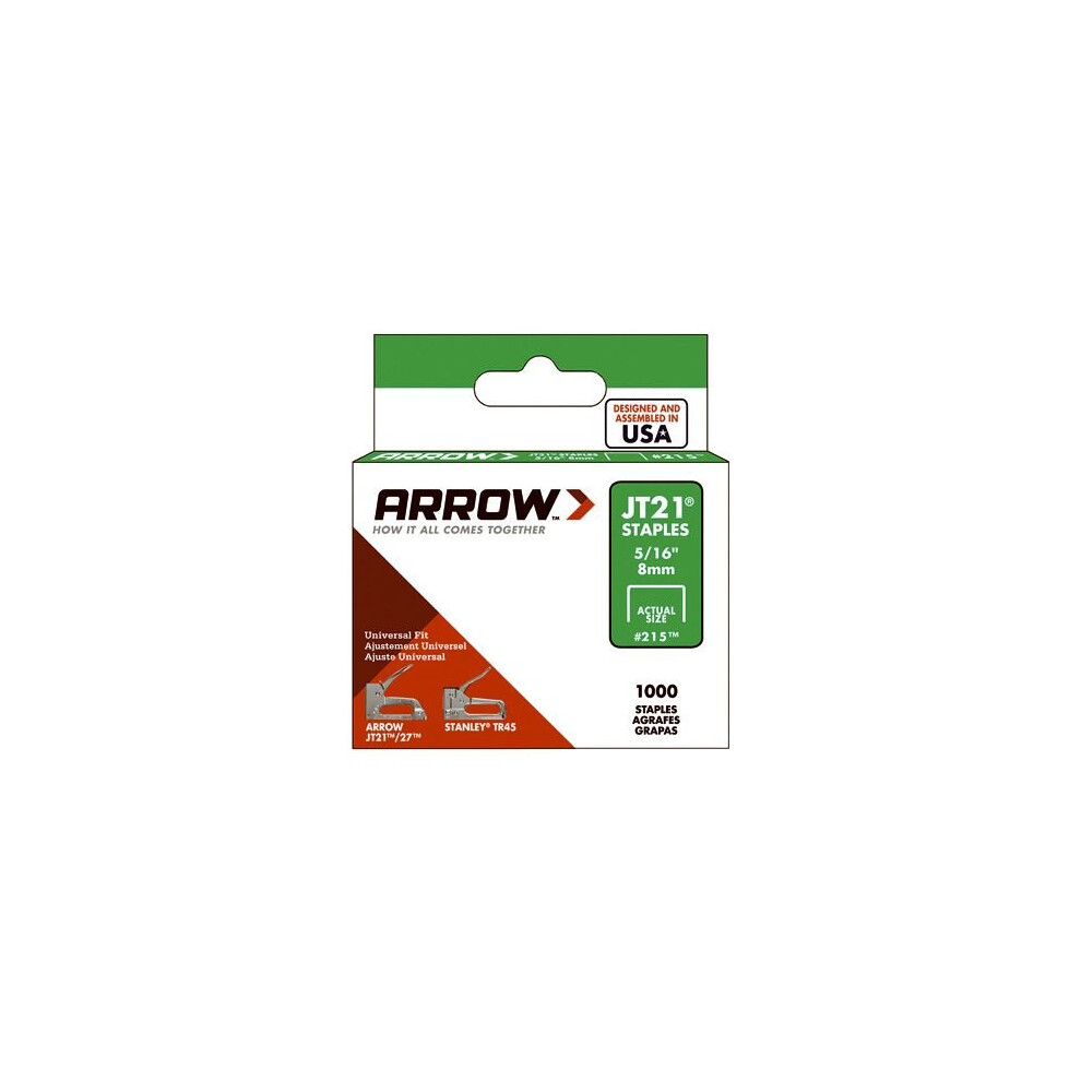 Arrow Staples Jt21 5/16in - 8mm (Box of 1000)
