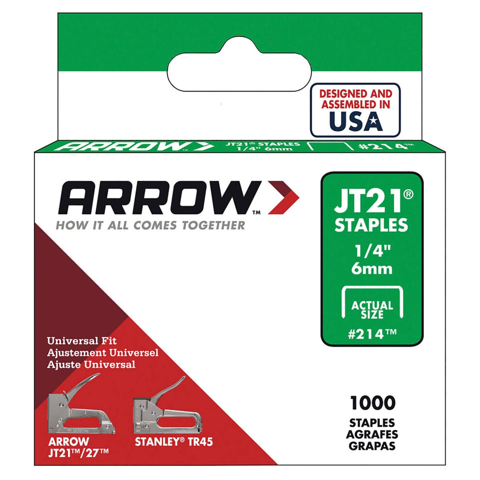 Arrow Staples Jt21 1/4in - 6mm (Box of 1000)