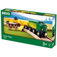 BRIO World 33404 - Farm Train | 5dln sada drevench vlcku pro deti | Ideln pro deti od 3 let | Certifikovan udriteln materily