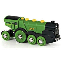 Locomotora Verde Potente a Pilas - BRIO - Circuito de tren de madera - Accesorio de sonido y luz - Desde 3 años