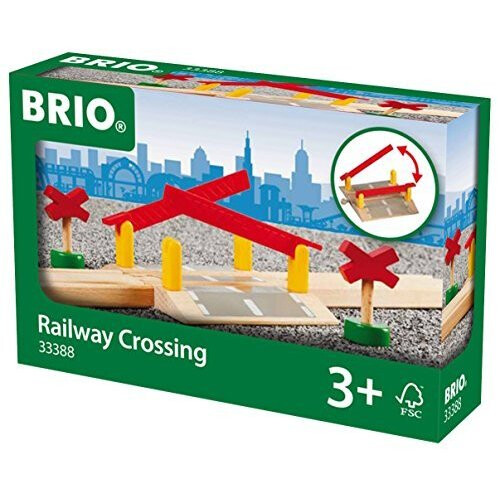 Brio BRIO World 33388-4 Piece Railway Crossing Set | Fun and Interactive Wooden Train Accessory for Kids | Enhances Creativity and Motor Skills | FSC-