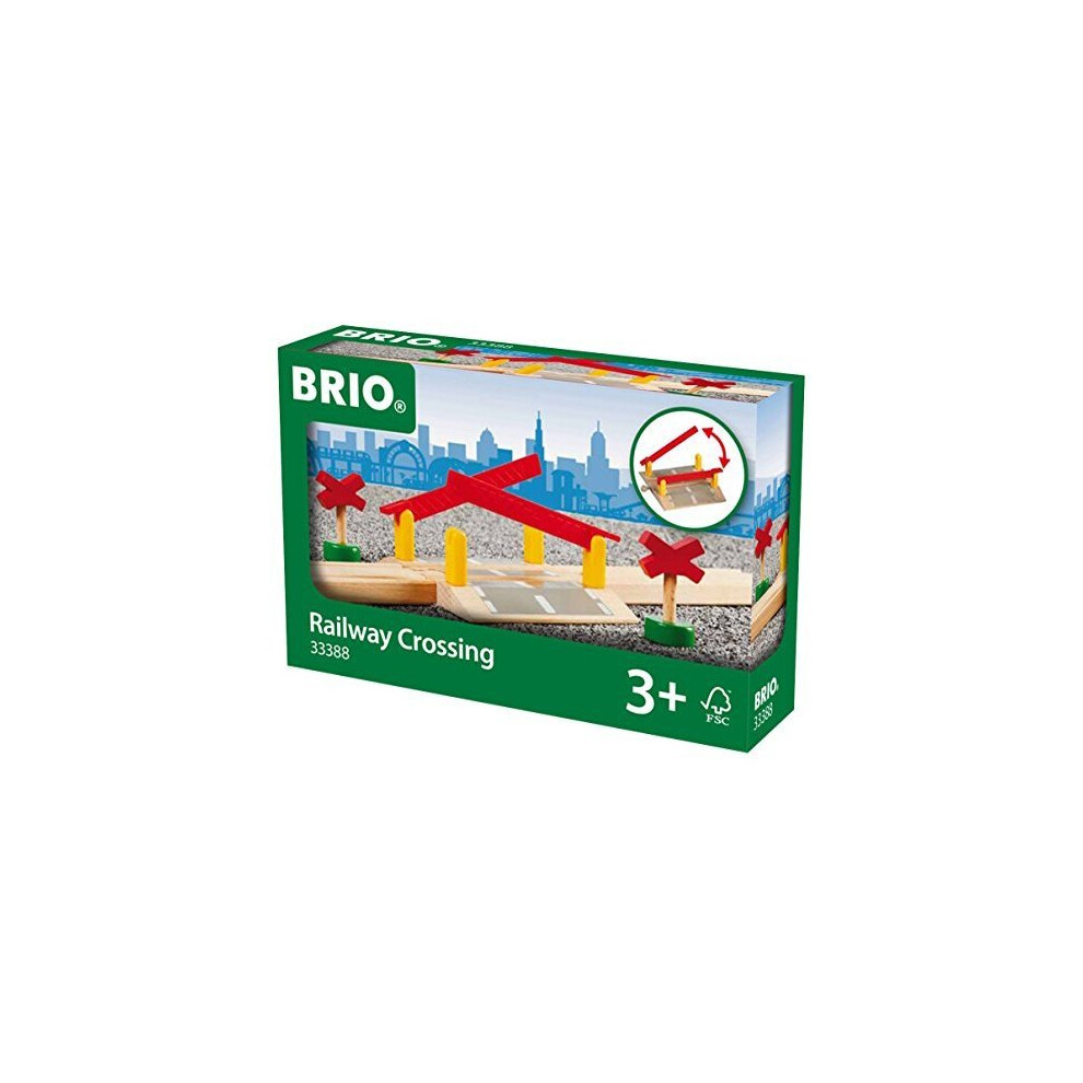 BRIO World 33388-4 Piece Railway Crossing Set | Fun and Interactive Wooden Train Accessory for Kids | Enhances Creativity and Motor Skills | FSC-