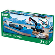 BRIO World - 33534 Kontenerowiec i dzwig | Premium 4-czesciowy zestaw zabawek dla dzieci | Zwieksza zdolnosci motoryczne i kreatywnosc | Kompatybilny