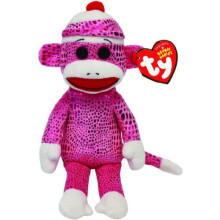 SOCKS THE SOCK MONKEY - PINK SPARKLE - BEANIE BABIES - Ty Beanie 41030