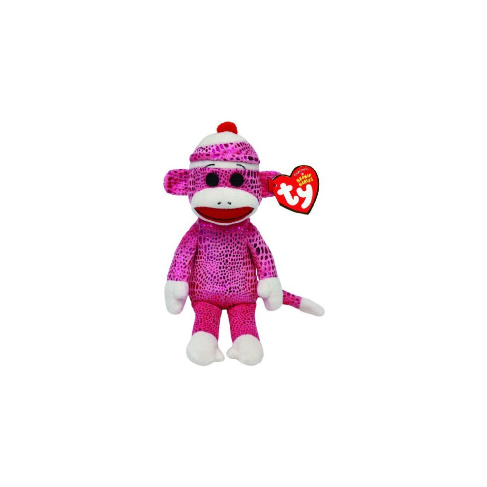 SOCKS THE SOCK MONKEY - PINK SPARKLE - BEANIE BABIES - Ty Beanie 41030