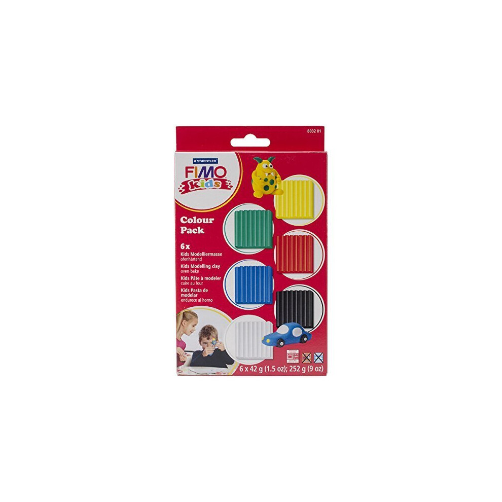 Staedtler - Fimo Kids Colour Pack, Basic - 6 x 42g Blocks