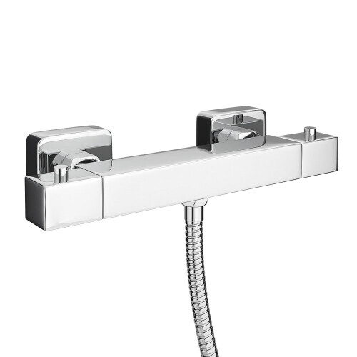 Cassellie Square Thermostatic Bar Valve Bottom Outlet Chrome on Brass body