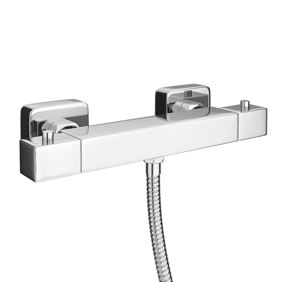 Square Thermostatic Bar Valve Bottom Outlet Chrome on Brass body