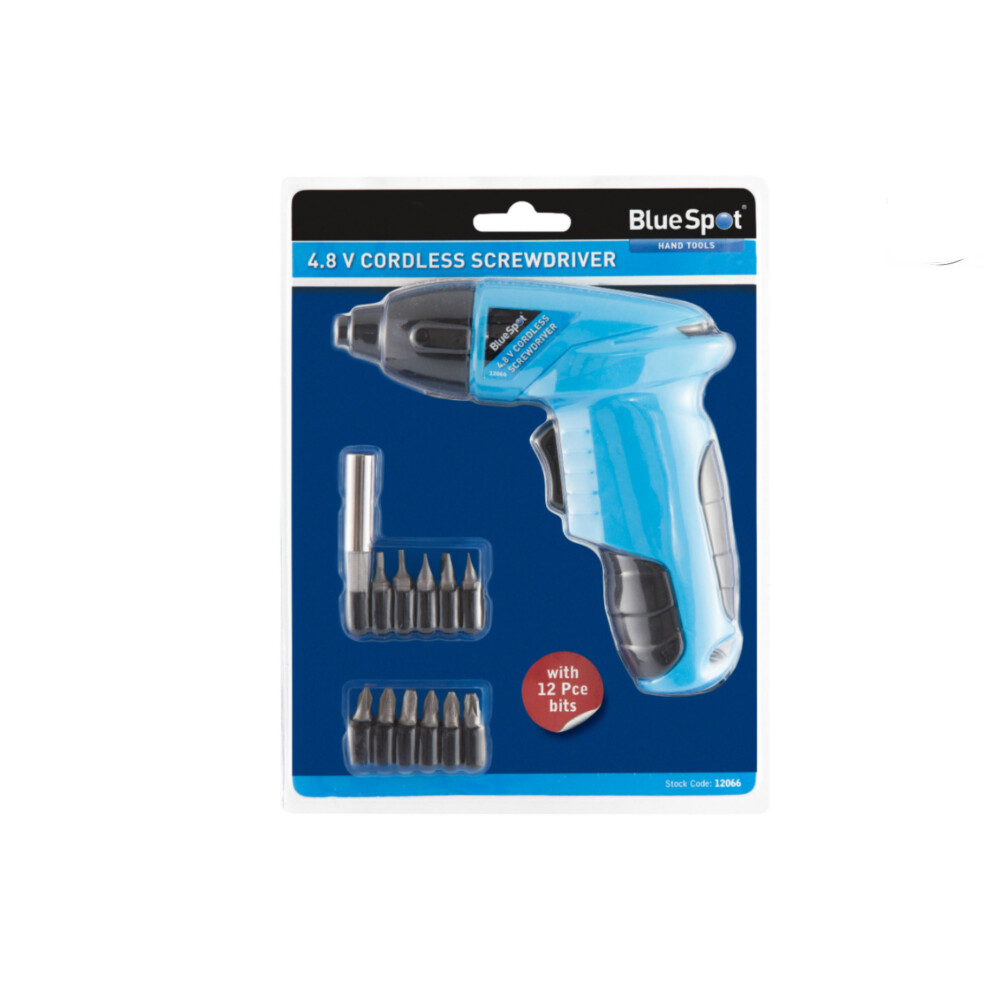 Bluespot 4.8v Rechargeable Battery Cordless Screwdriver Drill With Bit Set 12066