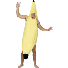 Smiffy's Adult Unisex Banana Costume Jumpsuit - Funny One-Size Yellow Banana Suit for Parties