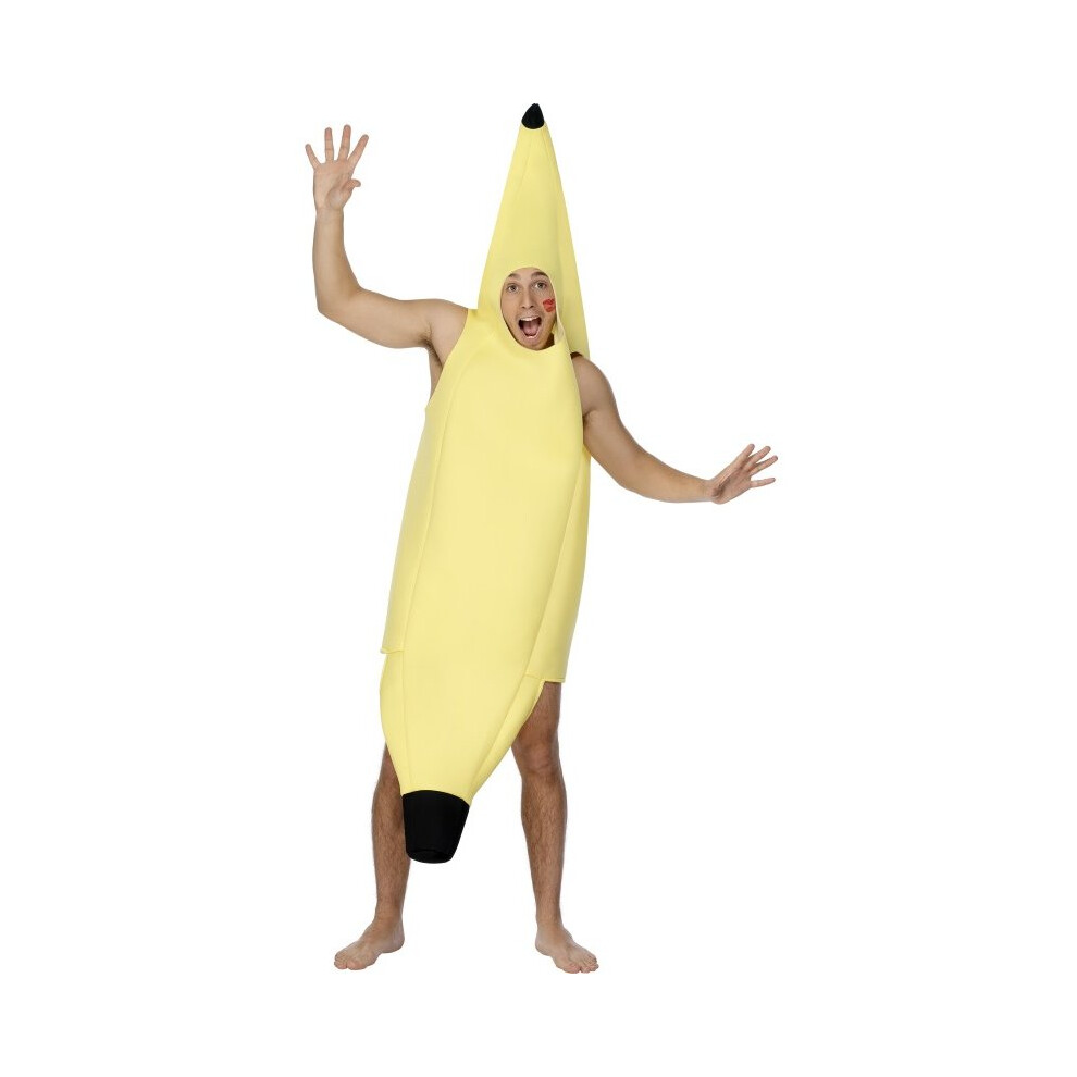 Smiffy's Adult Unisex Banana Costume Jumpsuit - Funny One-Size Banana Suit For Parties Yellow