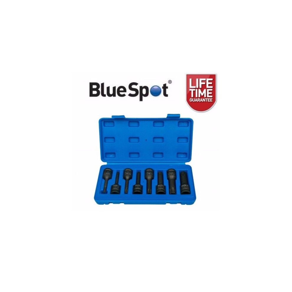 BlueSpot 8 Piece 1/2" Dr Impact Torx Bit Sockets T30 to T80 Star Keys