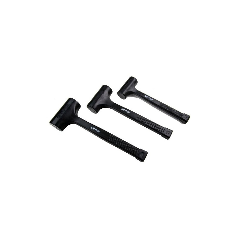 US PRO 3pc Rubber Dead Blow Hammers, Hammer 1lb 2lb 3lb Set 1664