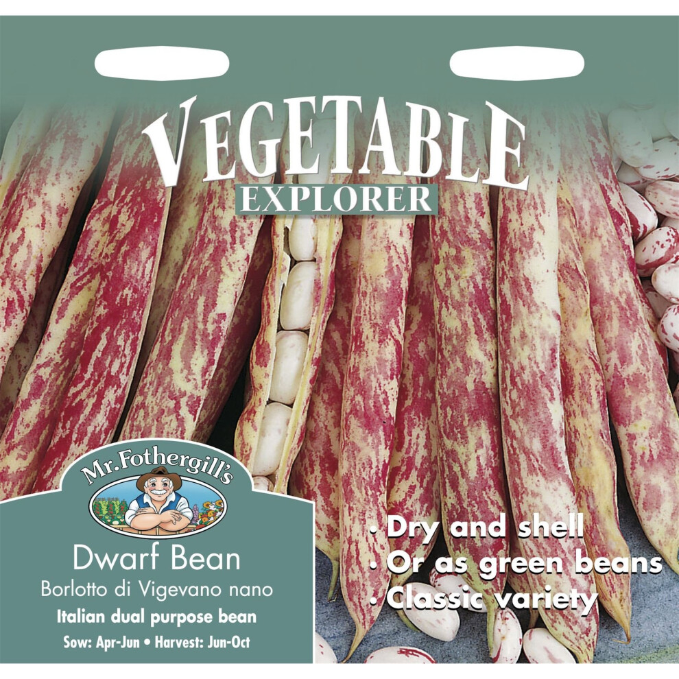Mr Fothergill's - Pictorial Packet - Vegetable - Dwarf Bean Borlotto Di Vigevano Nan - 50 Seeds