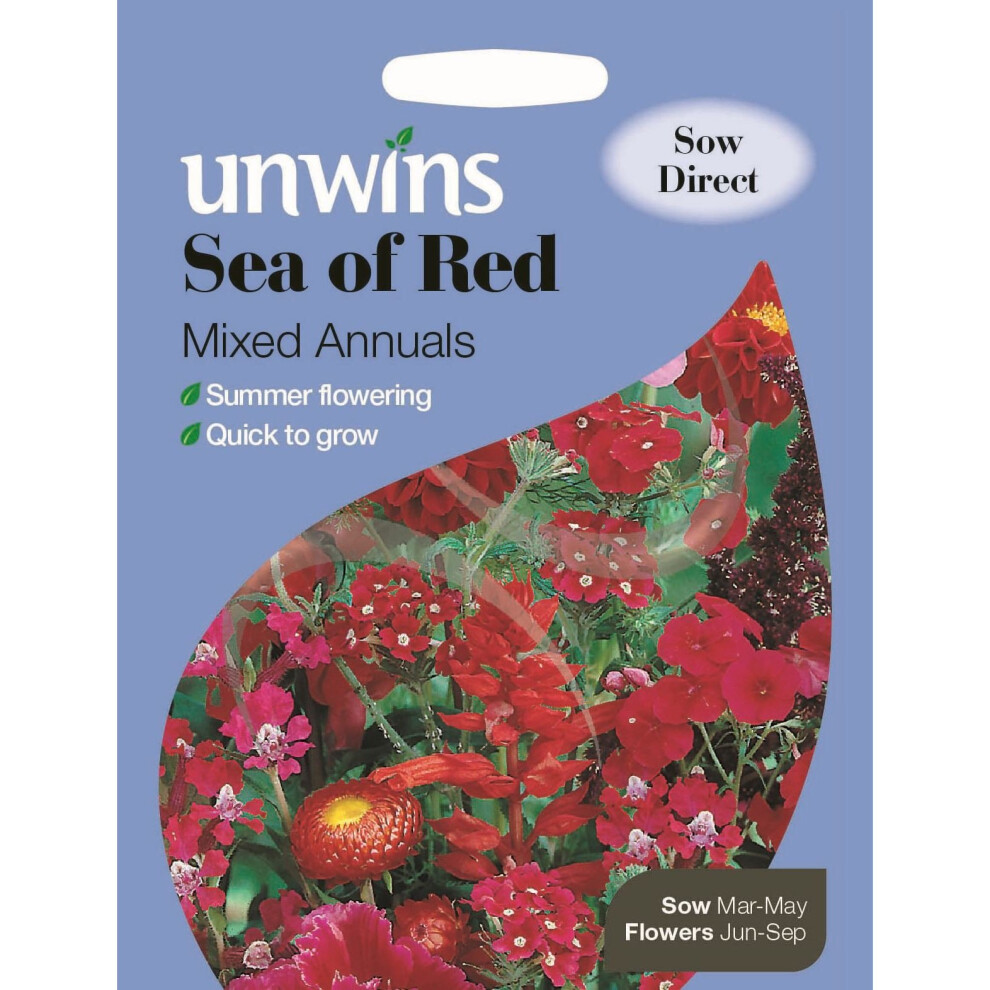 Unwins Grow Your Own Sea Of Mixed Annuals Summer Flowering Seeds Red