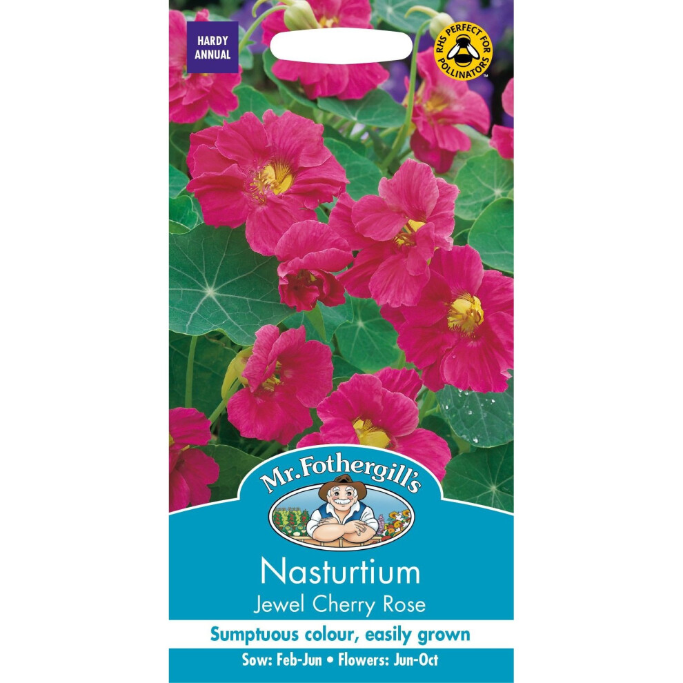 Mr Fothergills - Pictorial Packet - Flower - Nasturtium Jewel Cherry Rose - 25 Seeds