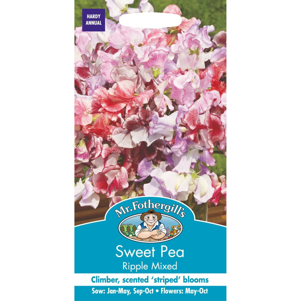 Mr Fothergills - Pictorial Packet - Flower - Sweet Pea  Ripple Mixed - 20 Seeds