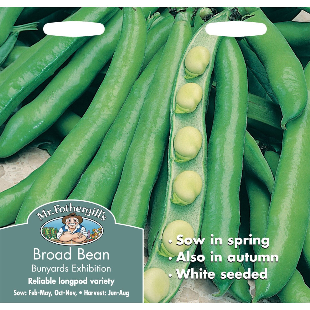 Mr Fothergill's - Pictorial Packet - Vegetable - Broad Bean Bunyards Exhibition - 50 Seeds White