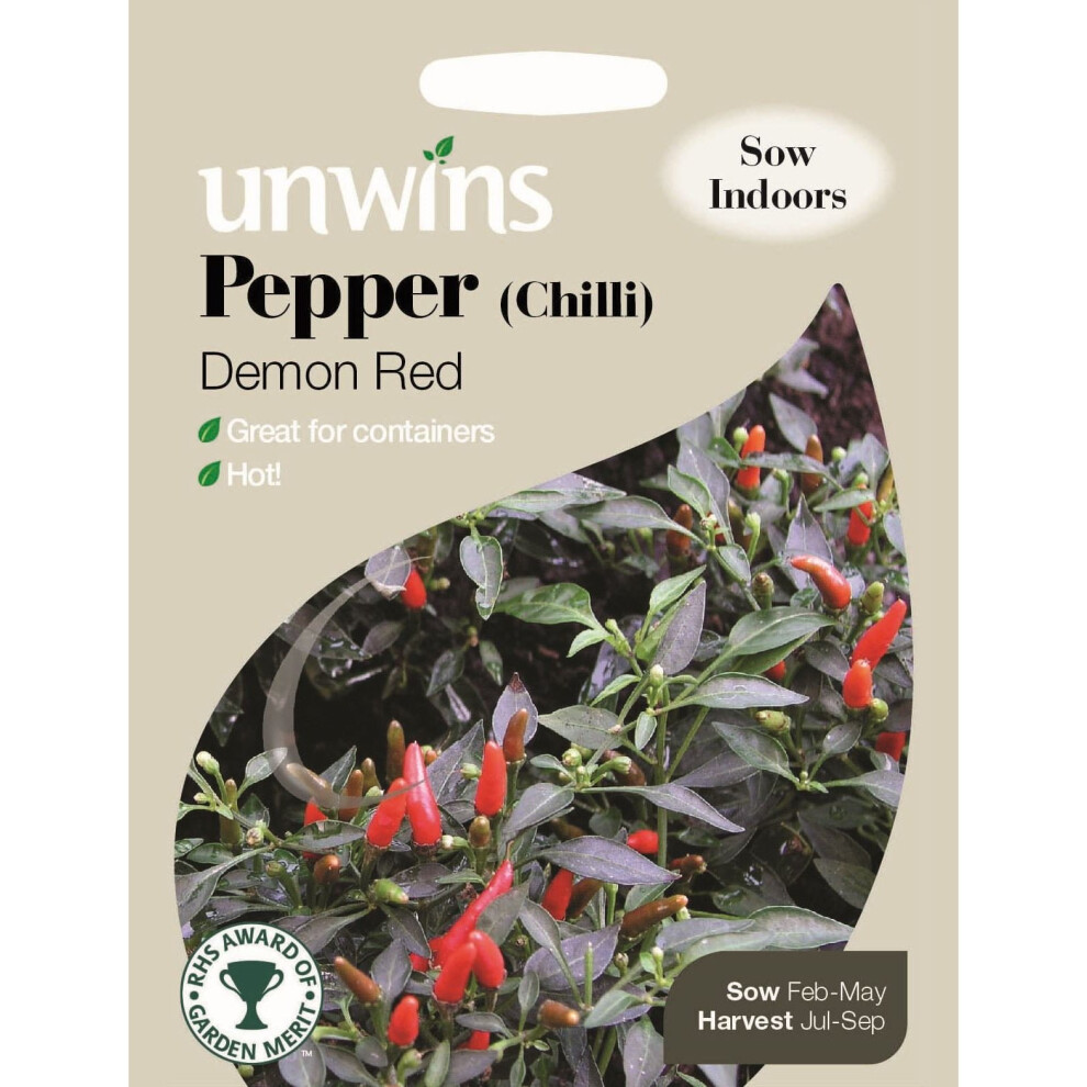 Unwins Pictorial Packet - Pepper (Chilli) Demon - 6 Seeds Red