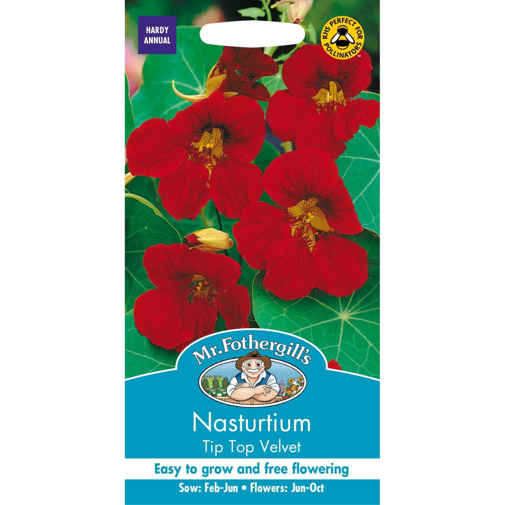 Mr Fothergills - Pictorial Packet - Flower - Nasturtium Tip Top Velvet - 25 Seeds