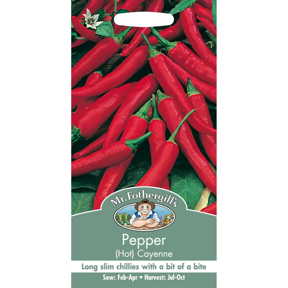 Mr Fothergill's - Pictorial Packet - Vegetable - Pepper Hot Cayenne - 60 Seeds Red
