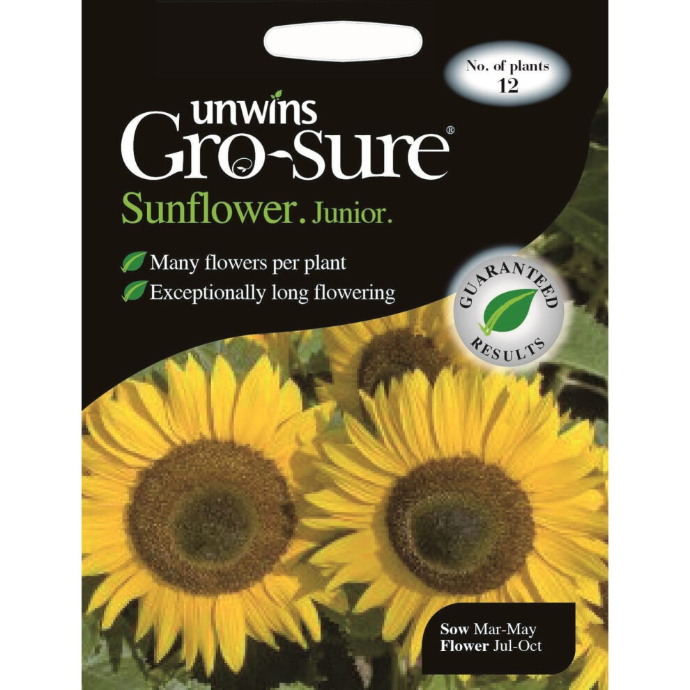 Unwins Grow Your Own Pollen Free Junior F1 Sunflower Flower Seeds