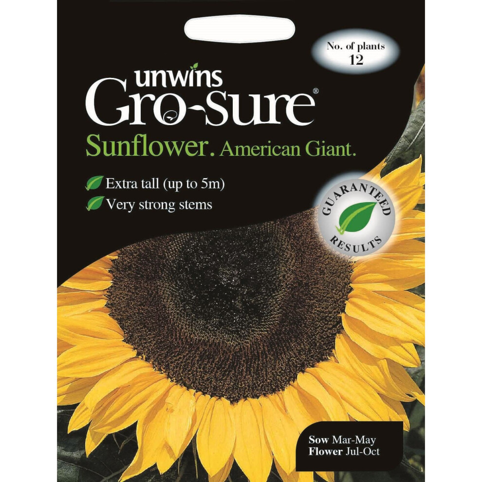 Unwins Grow Your Own American Giant F1 Sunflower Flower Seeds