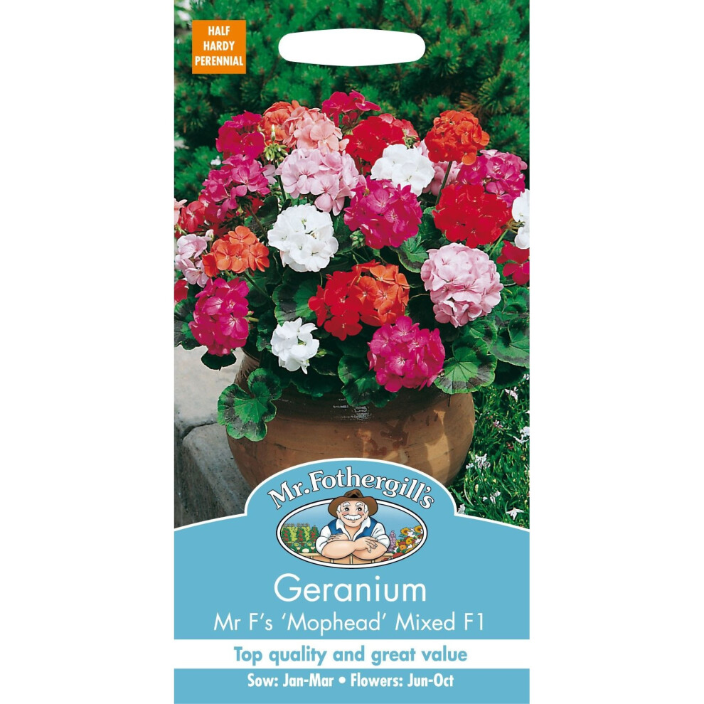 Mr Fothergills - Pictorial Packet - Flower - Geranium Mr F's Mophead Mixed F1 - 10 Seeds
