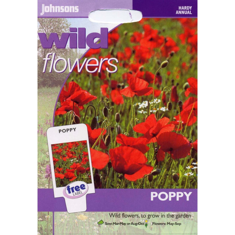Johnsons Seeds - Pictorial Pack - Flower - Wildflower Poppy - 2000 Seeds