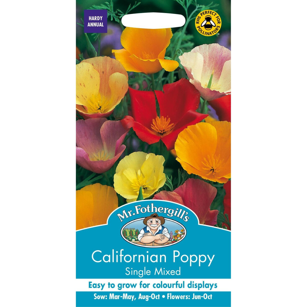 Mr Fothergills - Pictorial Packet - Flower - Californian Poppy Single Mixed - 500 Seeds