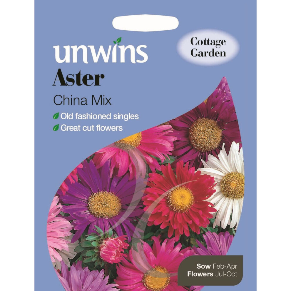 Unwins Pictorial Packet - Aster China Mix - 220 Seeds