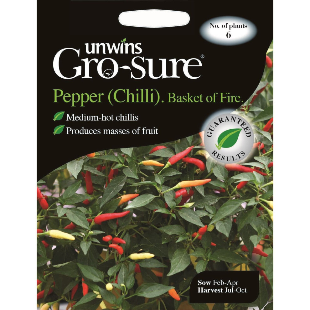 Unwins Pictorial Packet - Pepper (Chilli) Basket of Fire F1 - 6 Seeds