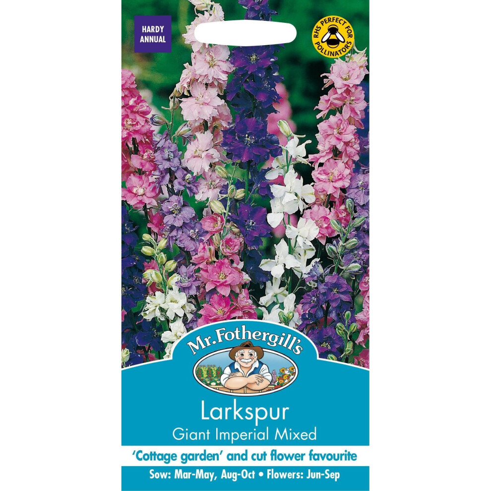 Mr Fothergills - Pictorial Packet - Flower - Larkspur Giant Imperial Mixed - 300 Seeds