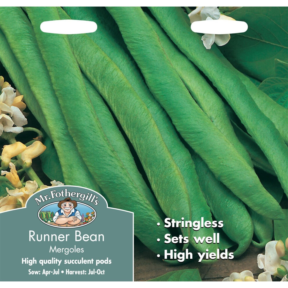 Mr Fothergills - Pictorial Packet - Vegetable - Runner Bean Mergoles Stringless - 45 Seeds