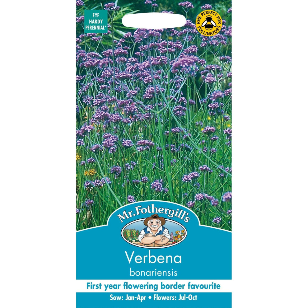 Mr Fothergill's - Pictorial Packet - Flower - Verbena Bonariensis - 200 Seeds Purple